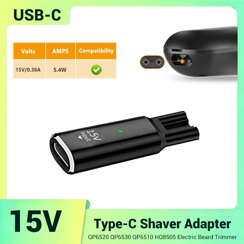 Electric Shaver Rotary - 15V USB-C Safe Stable Mini Charging