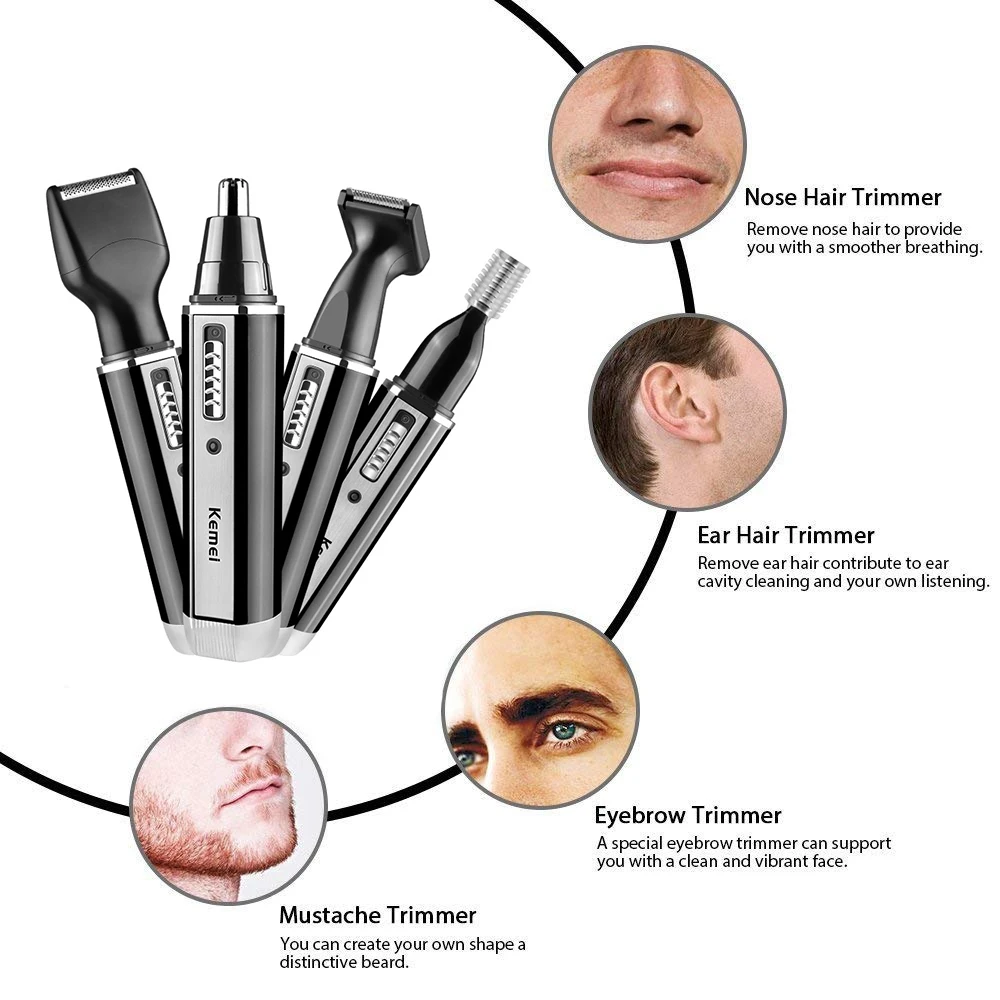 Kemei rechargeable electric al - огляд і ціна Men'S Grooming Nose And Ear